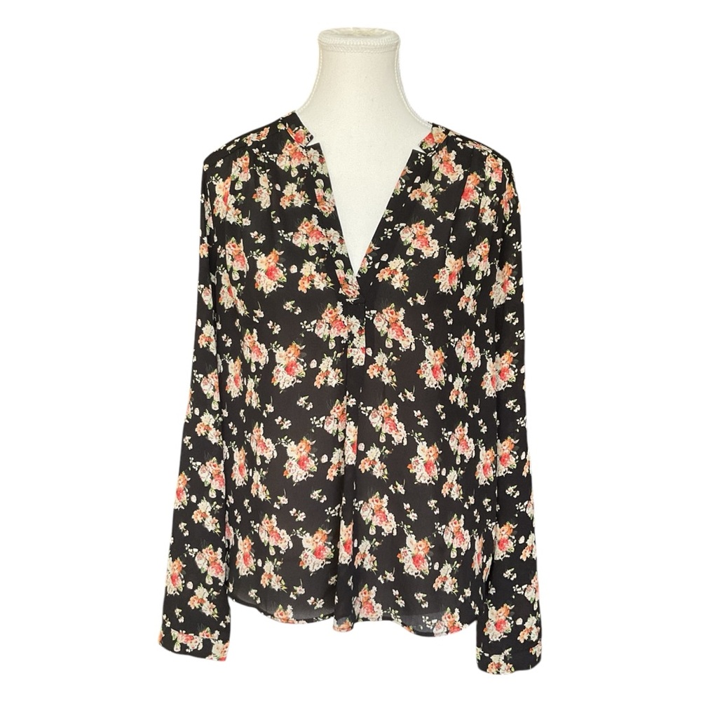 Forever 21 Black Floral Long Sleeve Blouse